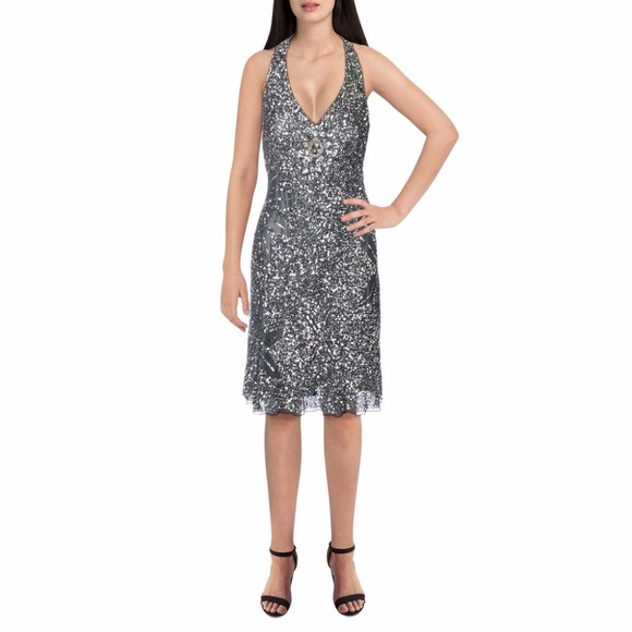 Adrianna Papell Dresses & Skirts - Adrianna Papell Sequined V-Neck Party Dress